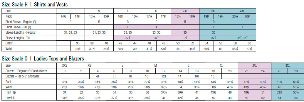 Pinnacle Size Chart