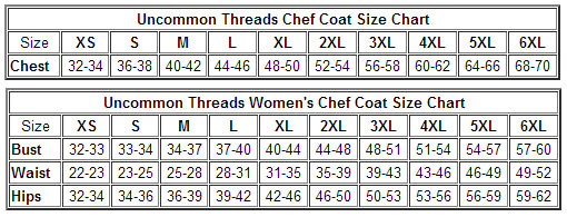 Uncommon Threads Chef Coats Size Chart